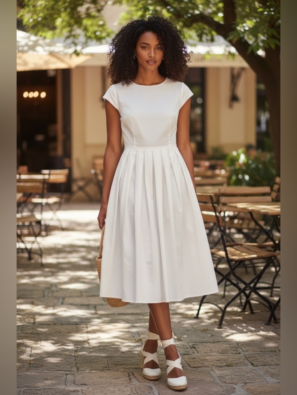 Anthropologie Sunday in Brooklyn White Midi Pleated Dress - Picture 1 of 14